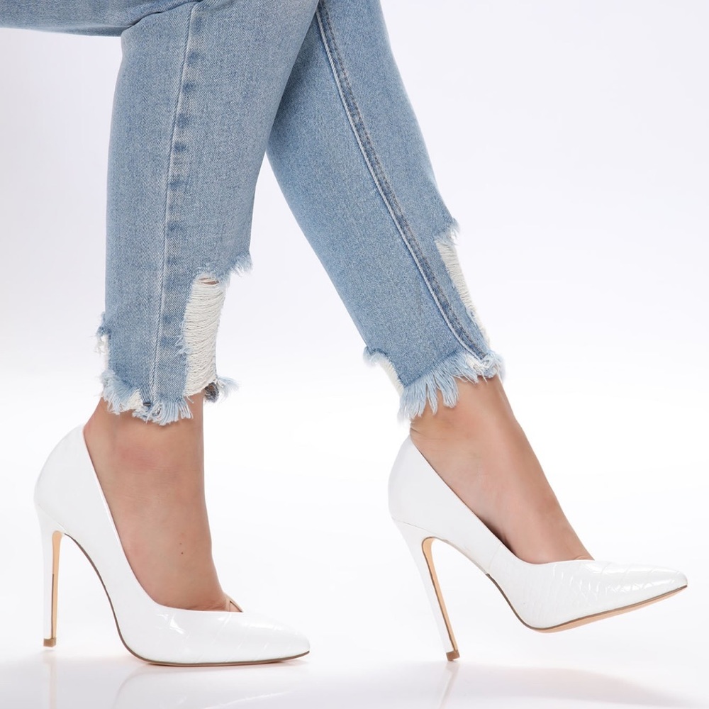 White pumps heels